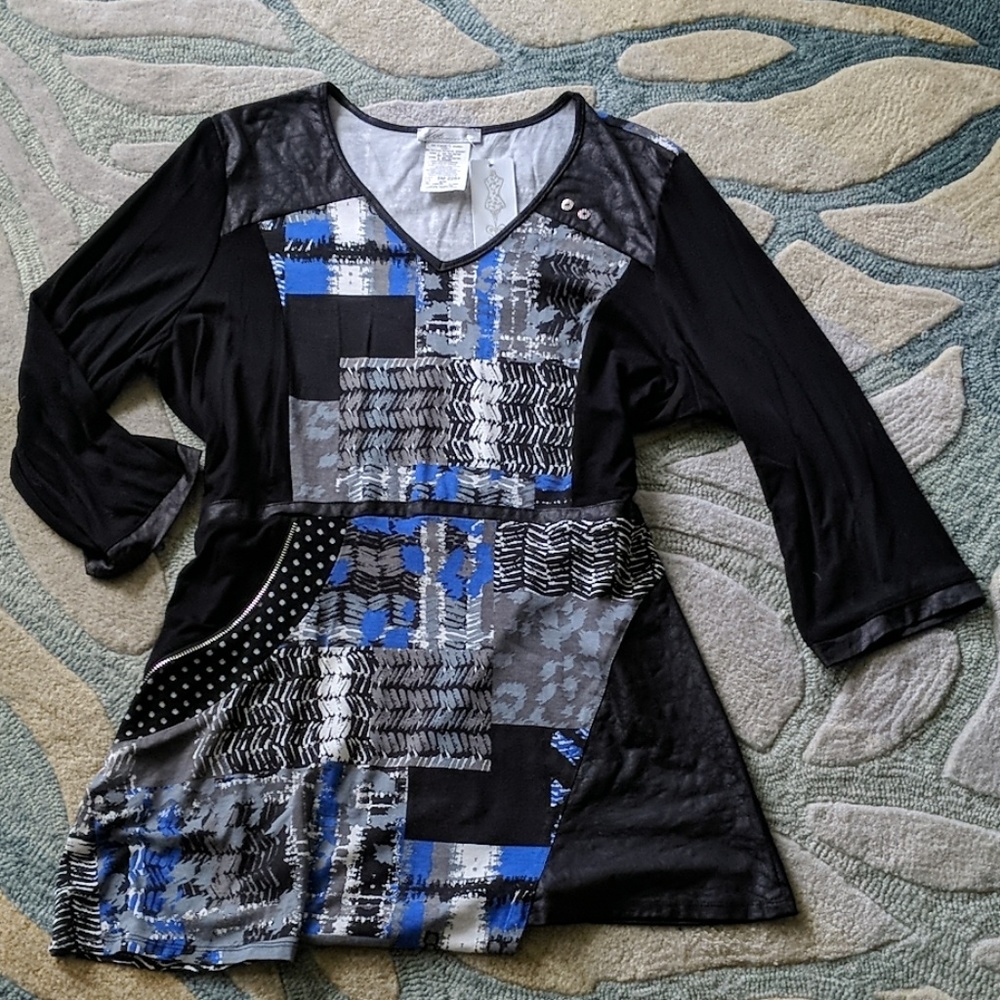 Zoé Mixed Elements Tunic 3/4 Sleeve NWT